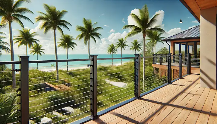 Our cable deck railings offer a sleek and contemporary look.